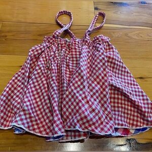 Figge Red Checkered Kids Suspender Skirt